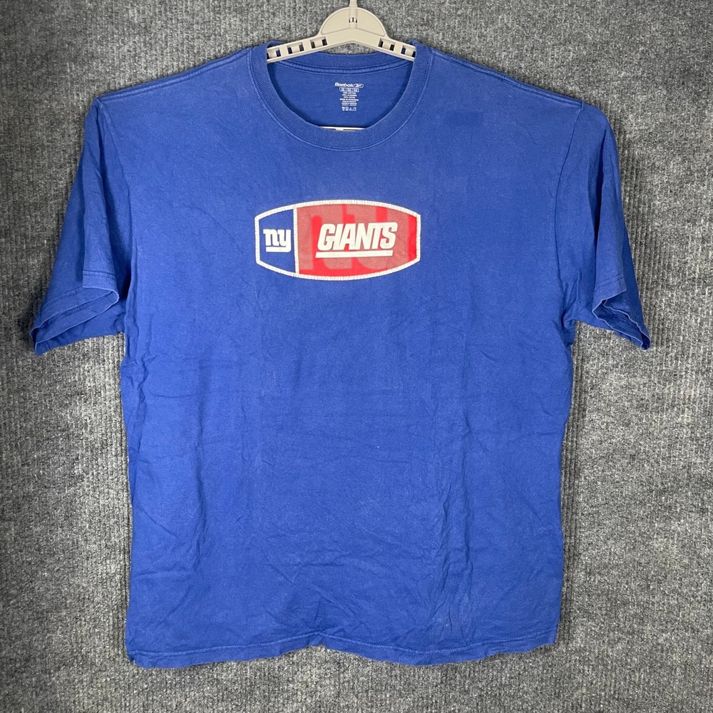Reebok T-Shirt Mens 2XL Blue NY Giants Short Sleeve Graphic Tee Cotton